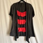 Andrea Missy Plus Women's Gray and Pink Cardigan Blouse Size 3X Photo 1