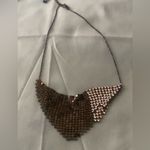 12” To 14” Bib Choker Necklace Black Mesh With White Stones 4” W X 2.5” H Photo 0