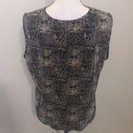 Plisse Clothing Plisse Sleeveless Ribbed Beige Blk Abstract Print Blouse Polyester XL Photo 4