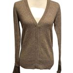 Joie  Size M 100% Cashmere Cardigan Sweater Taupe Brown Snap Front FLAWS Photo 0