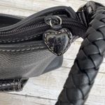 Brighton  Pebbled Leather Purse Shoulder Bag Black Braided Heart Classic Boho Y2K Photo 14
