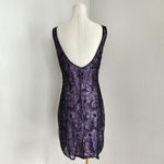Vintage 90s Laurence Kazar Purple Black Beaded Sheath Dress Sleeveless Mini S Photo 6