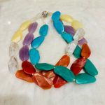 Talbots Multi-Strand Faceted Resin Statement Necklace – Pastel & Earth Tones Photo 1