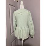 Pilcro  Babydoll Long Sleeve Pullover Blouse 100% Cotton Mint Green S Photo 3