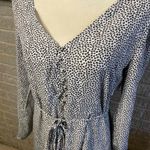 Missguided White Sprinkle Print Half Button Long Sleeve Midi Tea Dress Large Photo 4