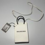 Balenciaga  Shopping Phone Holder Tote Bag White Leather Crossbody Made in Italy Photo 4