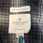 American Eagle Button Up Shirt Soft Boyfriend Fit Black Grey Plaid Size Medium Photo 7