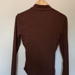 Cider  Brown Ribbed Mock Neck Long Sleeve Bodysuit‎ Women's Large Photo 4