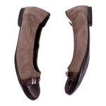 AGL Taupe Brown Suede and Snakeskin Cap Toe Ballet Flats Size 37 Photo 1