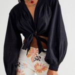 Free People  Gigi Black Tie Front Top Size XS Photo 0