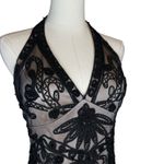 Interlude USA Beaded Halter Bubble Hem Dress Black / Nude size Small Photo 2