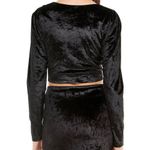 WAYF  | Small | NWT | Black Emma Rose Samantha Ruched Long Sleeve Velvet Crop Top Photo 1