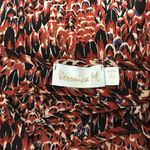 Veronica M  Blouse Womens Size‎ S All Over Feather Print Caged Criss Cross Neck Photo 8