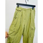 Ramy Brook Women's Green Satin Style Cargo Gold Button Detail Emil Pants size 8 Photo 7