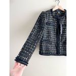 Tahari NWT Metallic Thread Tweed Fringe-Trim Blazer Jacket in Black, XS Photo 6