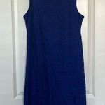 Eliza J  Royal Blue Sleeveless Shift Dress with Floral Lace Overlay Photo 0