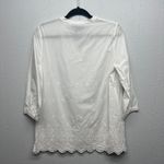 FDJ Women's Garden Core Peasant Coastal Embroidered Crochet Vacation Top Size 4 White Photo 5