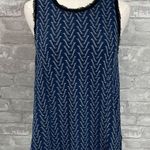 Anthropologie Postmark Navy and White Chevron Textured Swing Tank Top Photo 0