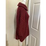 Tracy Reese Plenty  Waffled Turtleneck Tunic Open Knit Sweater Burgundy S Photo 2