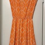 Everly  orange geometric sleeveless mini dress cinch waist size S Photo 2