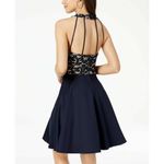 B Darlin Navy Blue Lace Strappy Halter Glitter Fit & Flare Dress Junior's 7/8 Photo 1