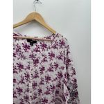 Ellos Womens White Purple Floral Button Down Shirt Size 3X Cotton Half Sleeve Photo 5