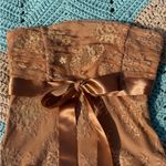 Yves vintage golden coppery strapless lace dress w/handkerchief hem. Size M. Gold Size M Photo 6