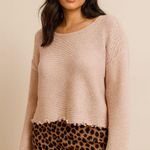 Nasty Gal Collection Pink Knit Cropped Sweater Ruffle Hem Long Sleeve Size 14 Photo 0
