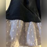 Loft Navy short sleeve vneck jersey shirt with adorable chambray ruffle size M Photo 4