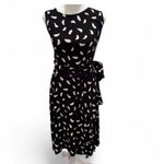Boden Black White Sleeveless Belted Brush Stroke Ballet Knee Length Dress Size 8 Photo 1