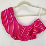 Trina Turk Marai Swimsuit Set One Shoulder Ruffle Pink Striped Padded US 10 NWT Photo 11
