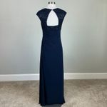 Betsy and Adam Sequined Lace Embellished Long Column Evening Gown Navy Blue Size 8 Photo 5