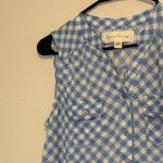 French Laundry  Blue Checkered button up Sleeveless Blouse Photo 2