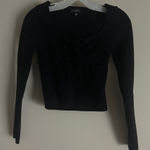 Emory park Women’s Black Ribbed Knit Long Sleeve Top Photo 0