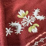 Alya Wine Wrap Womens
Top L V-Neck Floral Embroidered Bell Sleeve Cottage Boho Photo 6