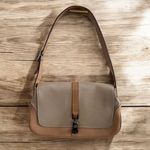 Gucci  Vintage Jackie Tan Leather Cloth Shoulder Bag Photo 2