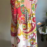 Nicole Nicole Miller pink green yellow beaded boho cottage core pasley dress 4 Photo 0