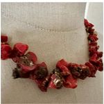 Italian Red Coral Nugget Necklace with Sterling Clasp Photo 1