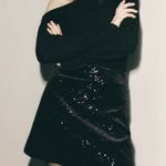 ZARA  NWT velvet & sequin embellished black mini skirt Photo 0