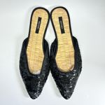 Report Black Beaded & Sequined Mules With Bamboo Insole Size 10 Photo 1