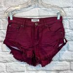 One Teaspoon  Bandit Cutoff Shorts Burgundy Size 25 Relaxed Fit Button Fly Photo 2