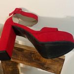 Dream Paris Dream Pairs heels woman’s red chunky fashion ankle strap platform shoe New Sz 7 Photo 8