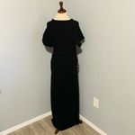 ZARA  New Black Long Round Neck Draped Short Sleeves Dress with Slit Size L Photo 8