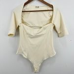 Free People Intimately  Bodysuit Square Neck Cutout Cream Fitted Sexy Top Size L‎ Photo 2