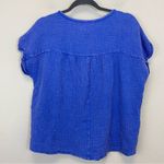 easel  Gauze Cap Sleeve Oversized Pocket Tee Blue/Purple Size Small Photo 4