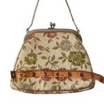 Vintage Tapestry Metal Hinge Purse Gold Floral Photo 4