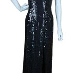ROBERT Anthony vintage black gold sequins beaded full length dress size 4 Black Photo 0