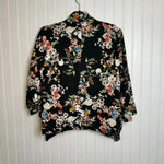 Bershka  Outerwear black floral open front blazer 3/4 size large B2 Photo 5