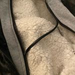 Cali 1850 Womens LA Faux Black Leather Jacket L & Attached Gray Fleece Hoodie Photo 7