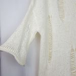 She & Sky  ivory knitted pullover distressed sweater Photo 2